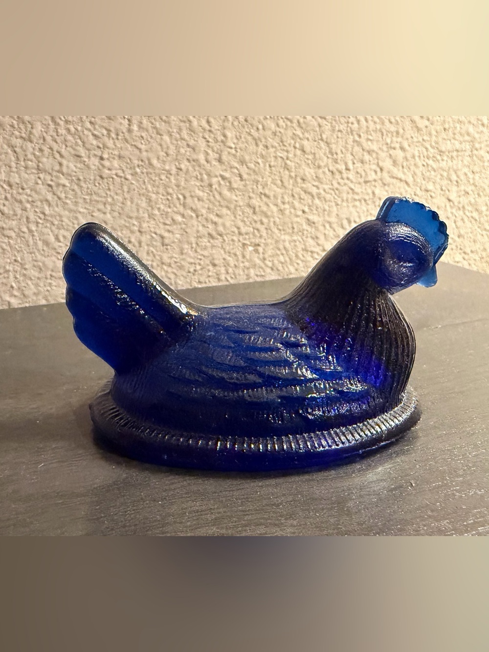 Cobalt Blue Glass Hen on Nest Top Only